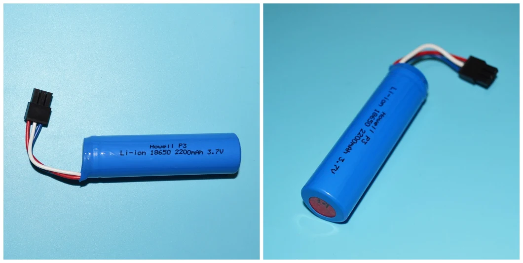 Cylindrical 2200mAh 3.7V 18650 Li Ion Battery Cell with Molex Connector Lithium Battery