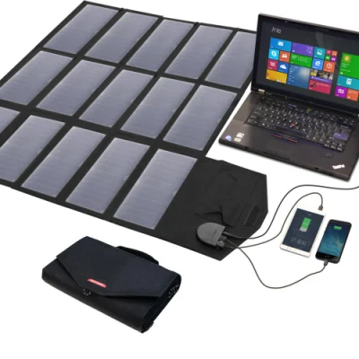 Pannello solare pieghevole doppio USB e DC Pannello solare portatile da 100 W per caricare telefoni, fotocamere, laptop